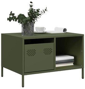 vidaXL Mesa centro 68,5x50x43,5 cm aço laminado a frio verde-azeitona
