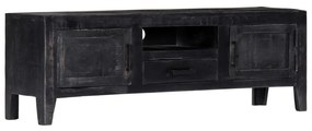 Móvel de TV 118x30x40 cm madeira de mangueira maciça preto