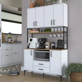 Armário Alto de Cozinha "Stella" - 120 x 198,6 x 40 cm - Nogueira e Br