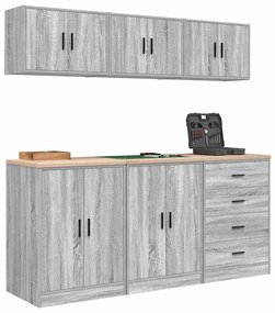 Armários de garagem 6 pcs derivados de madeira cinzento sonoma