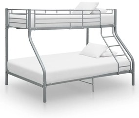 vidaXL Estrutura de beliche 140x200/90x200 cm metal cinzento