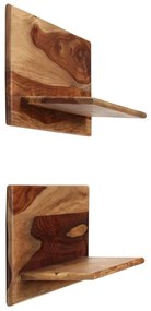 Prateleiras de parede 2 pcs 58x26x20cm madeira acácia maciça