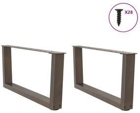 Pés para mesa de centro em formato de V, 2 peças, aço natural, 70x(30-