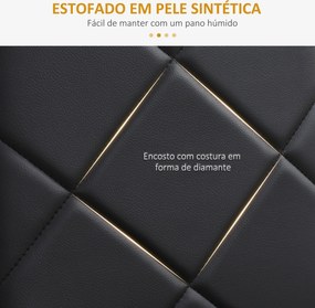 Conjunto de 4 Cadeiras de Sala de Jantar (MESA NÃO INCLUIDA) Estofadas em Couro Sintético com Encosto Alto e Pés de Aço 41x50x97cm Preto