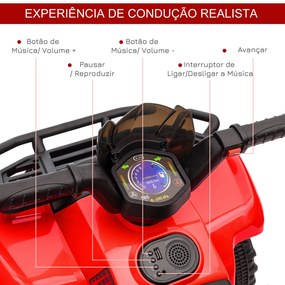 HOMCOM Quadriciclo Elétrico para Crianças de 18-36 Meses Veículo Elétr