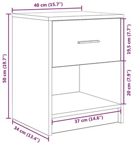 Mesa de cabeceira com gaveta 40x34x50 cm cinzento cimento