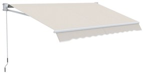 Outsunny Toldo Manual Retrátil com Manivela 200x250 cm Toldo de Parede com Proteção Solar UV50+ e Estrutura de Alumínio Creme | Aosom Portugal