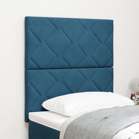 vidaXL Cabeceira Design de Blocos de Diamante Azul Escuro 80 cm Veludo