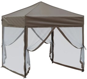 Tenda festas dobrável paredes laterais 2x2 m cinza-acastanhado