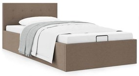 Cama hidráulica c/ arrumação 100x200cm tecido cinza-acastanhado