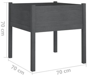 Vaso/floreira de jardim 2 pcs 70x70x70 cm pinho maciço cinzento