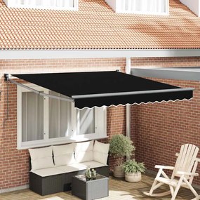 vidaXL Toldo Retrátil Manual Preto 300x250 cm