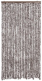 Cortina anti-insetos 100x230 cm chenille castanho e branco