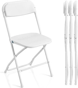Conjunto de 4 Cadeiras de Sala de Jantar Dobráveis (MESA NÃO INCLUIDA), 44 x 49 x 80 cm, Encosto Inclinado, Branco