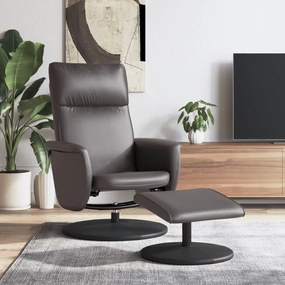 356551 vidaXL Cadeira reclinável com apoio de pés couro artificial cinzento