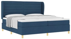 Cama Box Spring vidaXL com Colchão Azul 200x200 cm em Tecido