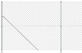 Cerca de arame com flange 1,4x10 m prateado
