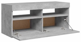 Móvel de TV com luzes LED 90x35x40 cm cinzento cimento