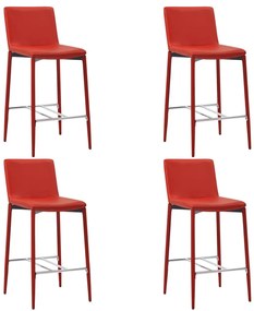 vidaXL Bancos de bar 4 pcs couro artificial vermelho