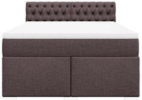 Cama com molas/colchão 140x190 cm tecido castanho-escuro
