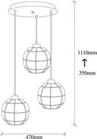 Candeeiro de Teto Safderun – Cobre – Diâmetro 47 cm, Altura 112 cm