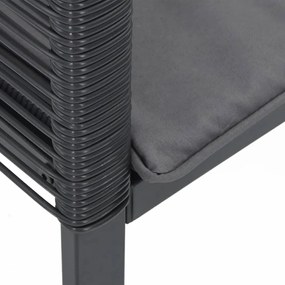 Cadeiras de jardim com almofadões 4 pcs vime PE preto