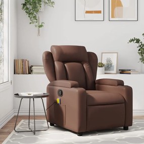 vidaXL Poltrona de massagens reclinável couro artificial castanho