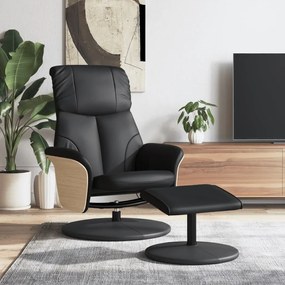 vidaXL Cadeira reclinável com apoio de pés couro artificial preto