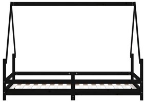Estrutura de cama infantil 90x190 cm pinho maciço preto
