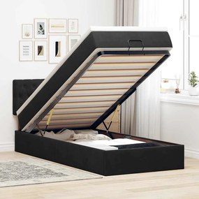 Estrutura de cama otomana vidaXL com colchão preto 100x200cm Veludo