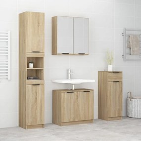 vidaXL 4 pcs conj. móveis casa banho derivados madeira carvalho sonoma
