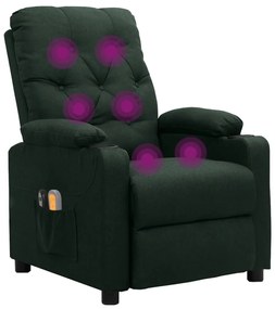 Poltrona de massagens elétrica tecido verde-escuro