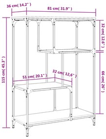 Estante 81x36x115 cm derivados de madeira e aço cinzento sonoma