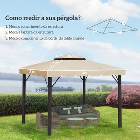 Toldo de Substituição para Pérgola 300x300 cm Teto de Substituição par