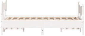 Cama sem colchão 120x190 cm madeira de pinho maciça branco