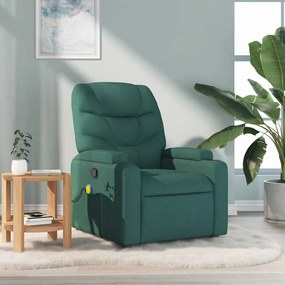 Poltrona de massagens reclinável tecido verde-escuro