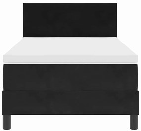 Cama Box Spring vidaXL com Colchão Preto Solteiro Veludo
