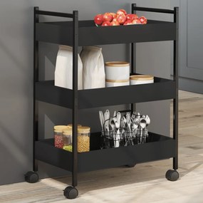 vidaXL Carrinho de cozinha 50x30x70 cm derivados de madeira preto