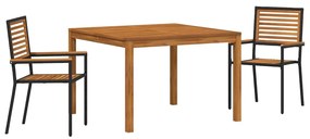 Conjunto de Jantar de Jardim 3 pcs Preto 110 x 110 x 75 cm
