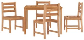 5 pcs conjunto de jantar p/ jardim madeira de teca maciça