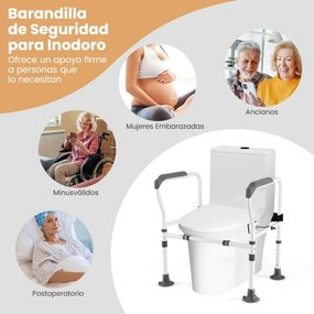 Apoio para braços Sanita para idosos e para pessoas com deficiência com altura e largura ajustáveis e correia fixa cinzento