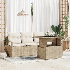 Conjunto de Sofá de Jardim vidaXL de 5 Peças com Almofadas Bege em Rat