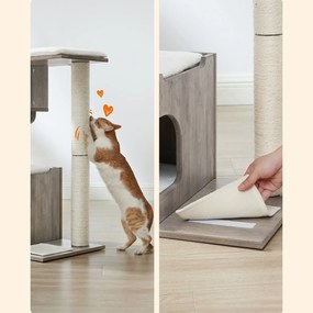 Arranhador para Gatos com caverna 66 x 40 x 86 cm Greige-branco