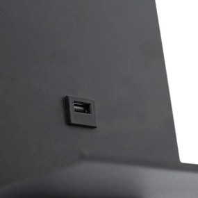 Candeeiro de parede moderno preto com USB e braço flexível - Flero