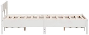 Cama sem colchão 150x200 cm madeira de pinho maciça branco