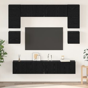 vidaXL Conjunto de móvel de TV 8 pcs Carvalho Preto 80 x 30 x 30 cm