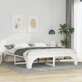 vidaXL Estrutura de cama de chão Branco Madeira de pinho maciça