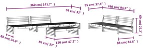 6 pcs conjunto lounge de jardim madeira de douglas maciça