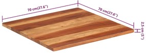 Tampo de mesa madeira de acácia maciça 25-27 mm 70x70 cm