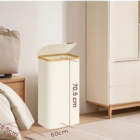 Cesto para roupa suja 65 L 42 x 22,5 x 70,5 cm branco creme